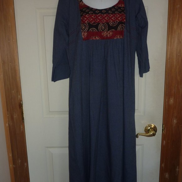 BOHO Dress - Clotho Studio Ethical Made Dress Natural Cotton Indigo dye - Picture 4 of 5